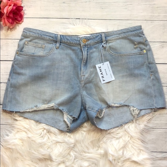 NWT Frame Denim Le Grand Garcon Raw Hem Shorts - Picture 2 of 8